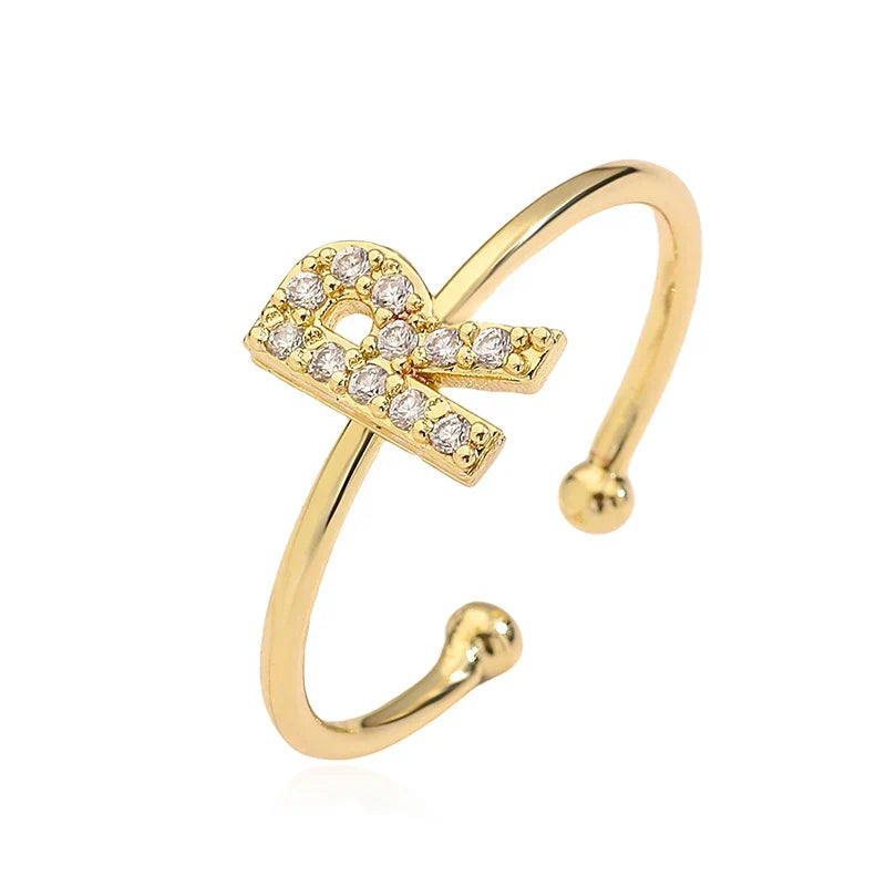 Bague ajustable personnalisée avec initiale r