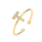 Bague ajustable personnalisée avec initiale t