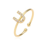Bague ajustable personnalisée avec initiale u