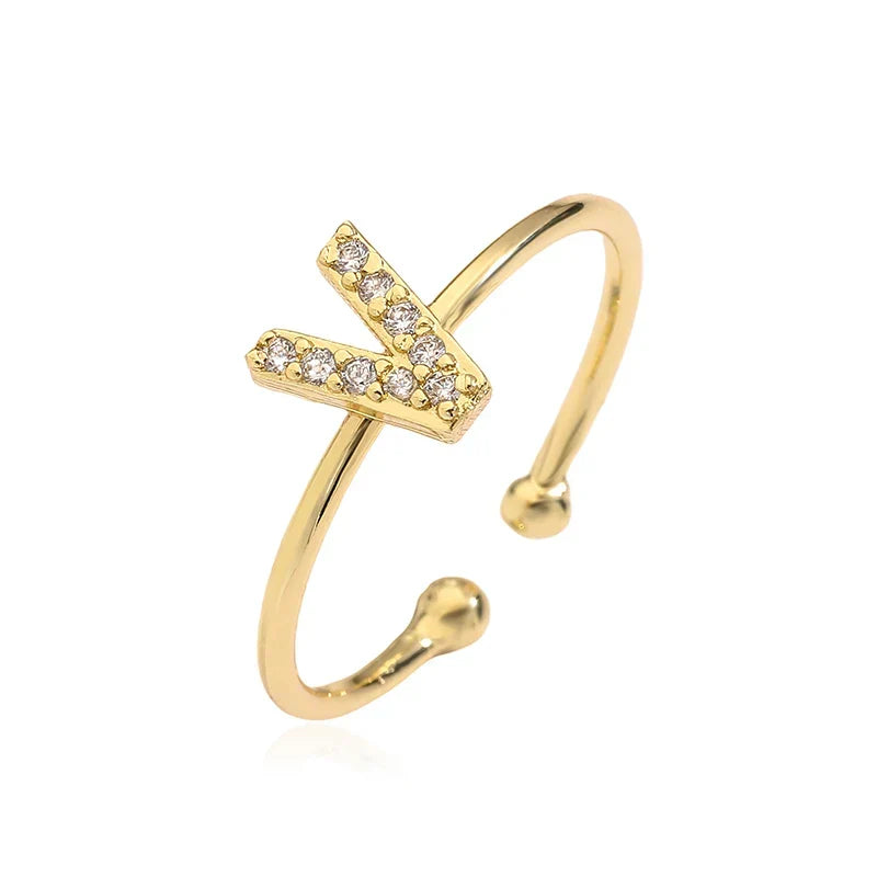 Bague ajustable personnalisée avec initiale v