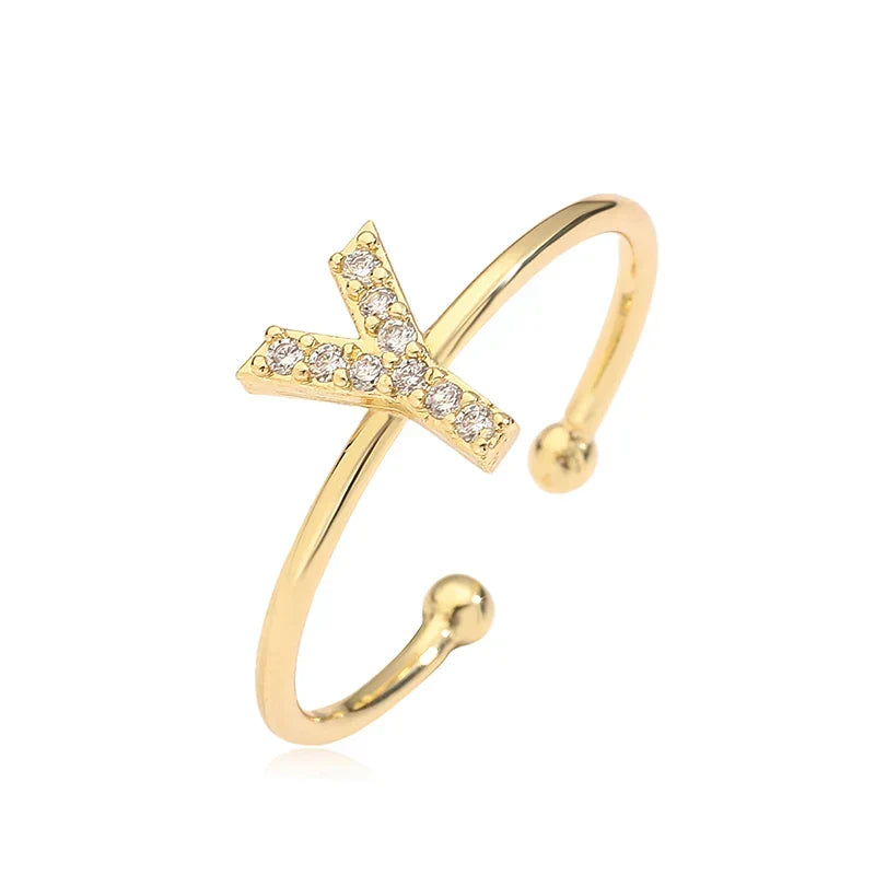 Bague ajustable personnalisée avec initiale y