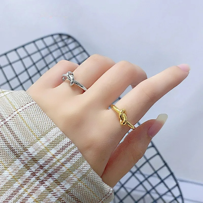 Bague ajustable noeud argent