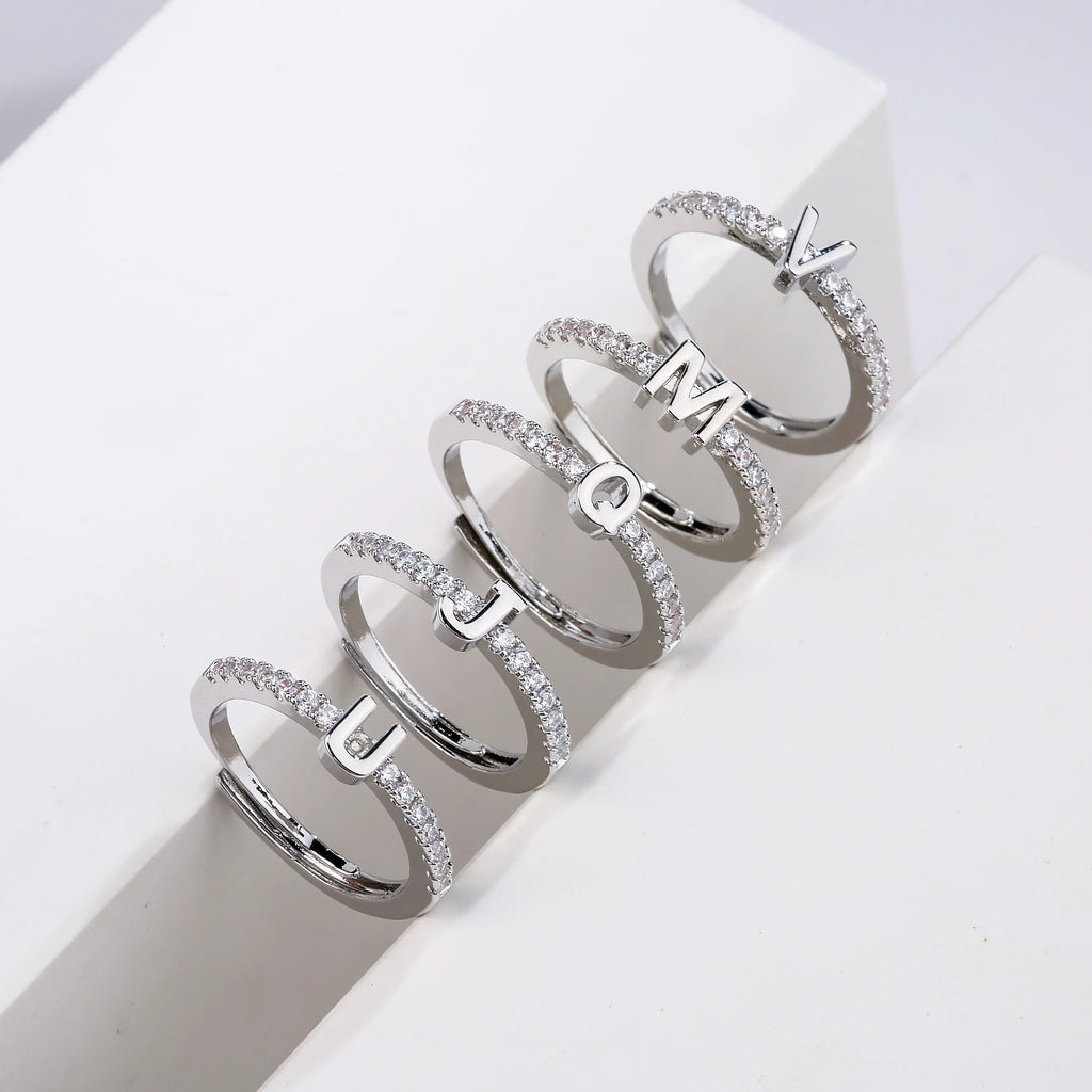 Bague ajustable pour femme avec initiale - lettre