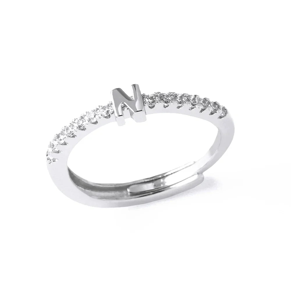 Bague ajustable pour femme avec initiale - lettre