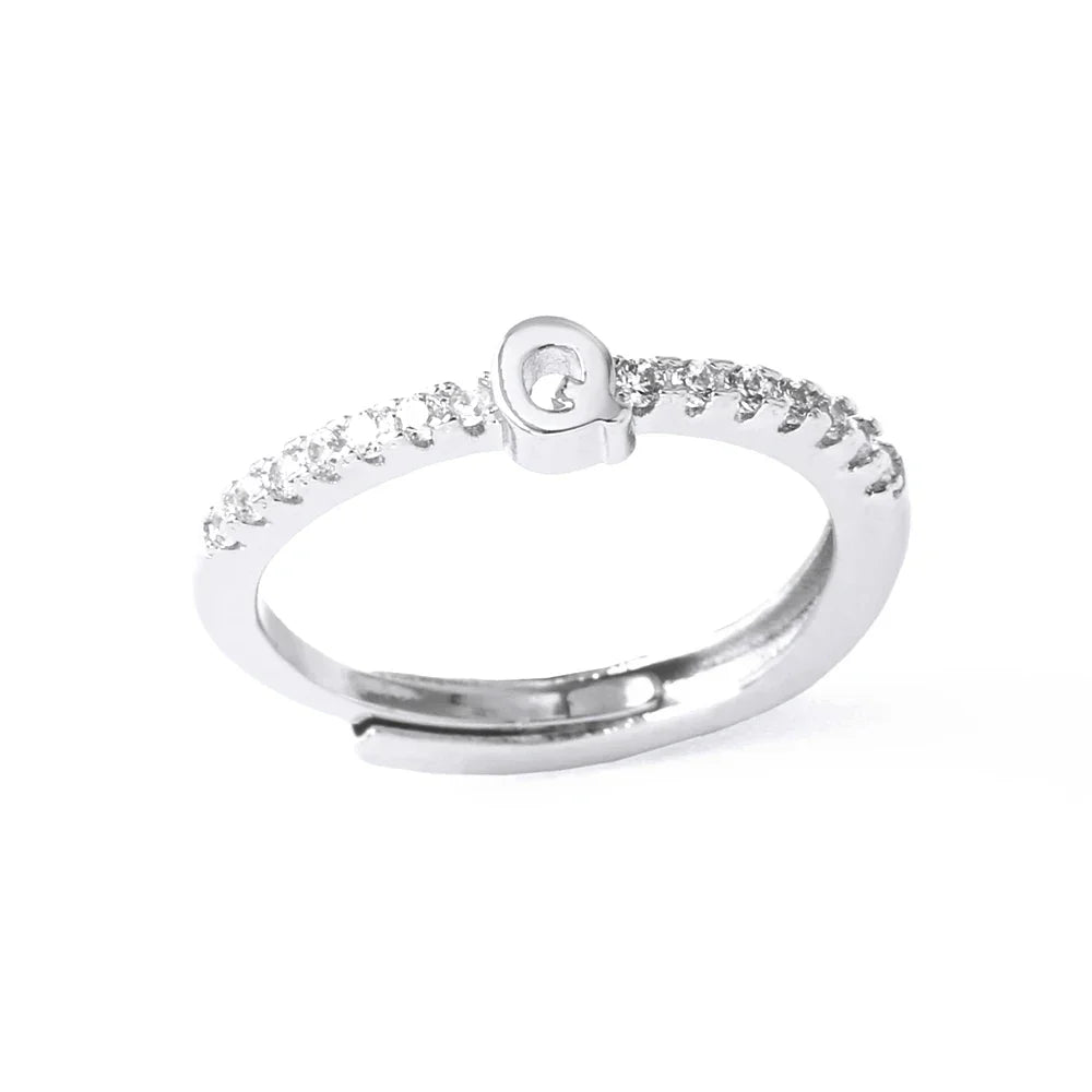 Bague ajustable pour femme avec initiale - lettre
