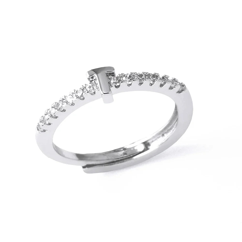 Bague ajustable pour femme avec initiale - lettre