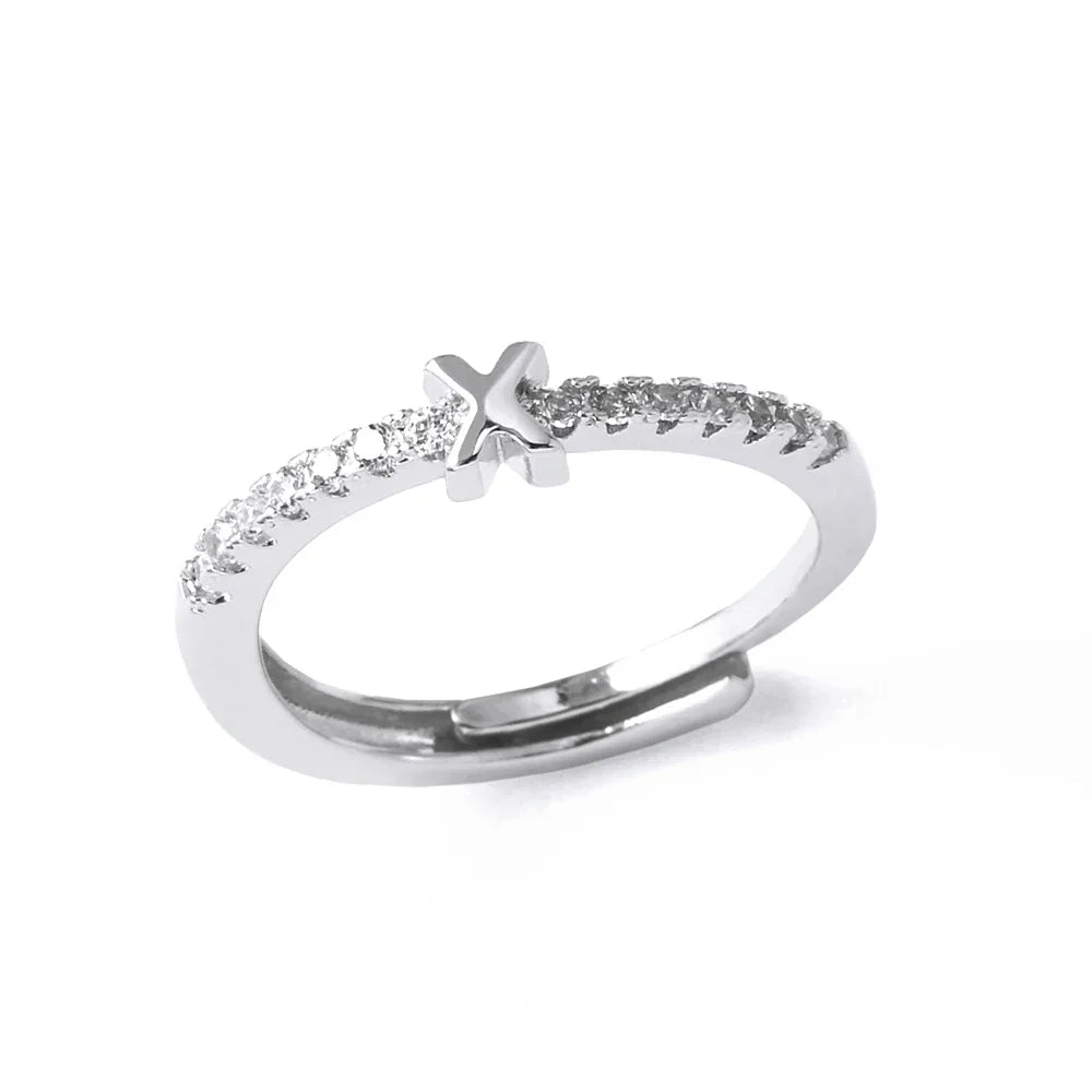 Bague ajustable pour femme avec initiale - lettre