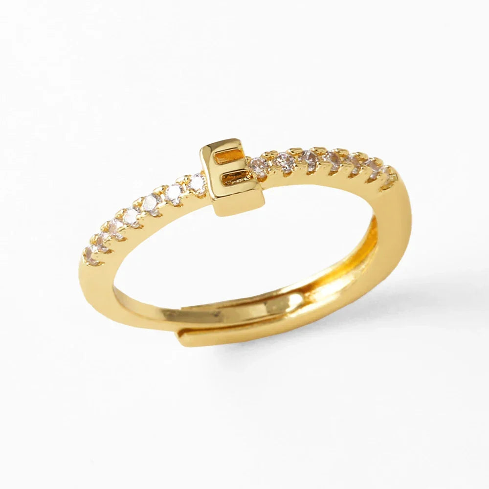 Bague ajustable pour femme avec initiale - lettre