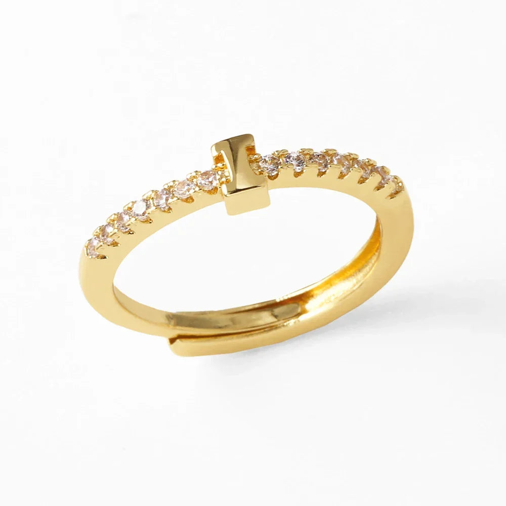 Bague ajustable pour femme avec initiale - lettre