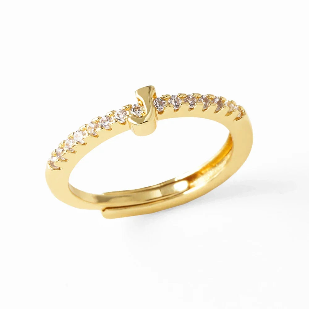 Bague ajustable pour femme avec initiale - lettre