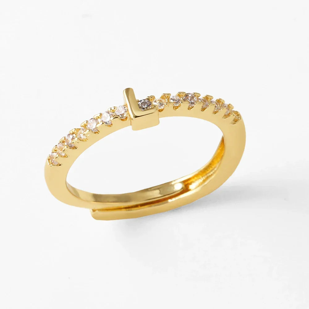 Bague ajustable pour femme avec initiale - lettre
