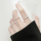 Anti-Stress Ring Band with Spinning Beads for Men or Women silver