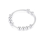 Anti-Stress Ring Band with Spinning Beads for Men or Women silver