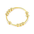 Anti-Stress Ring Band with Spinning Beads for Men or Women gold