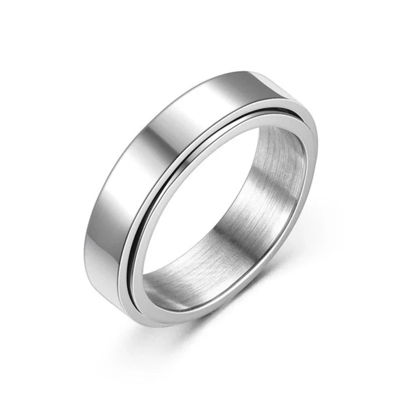 Ring Band For Women Anti-Stress Spinning Silver