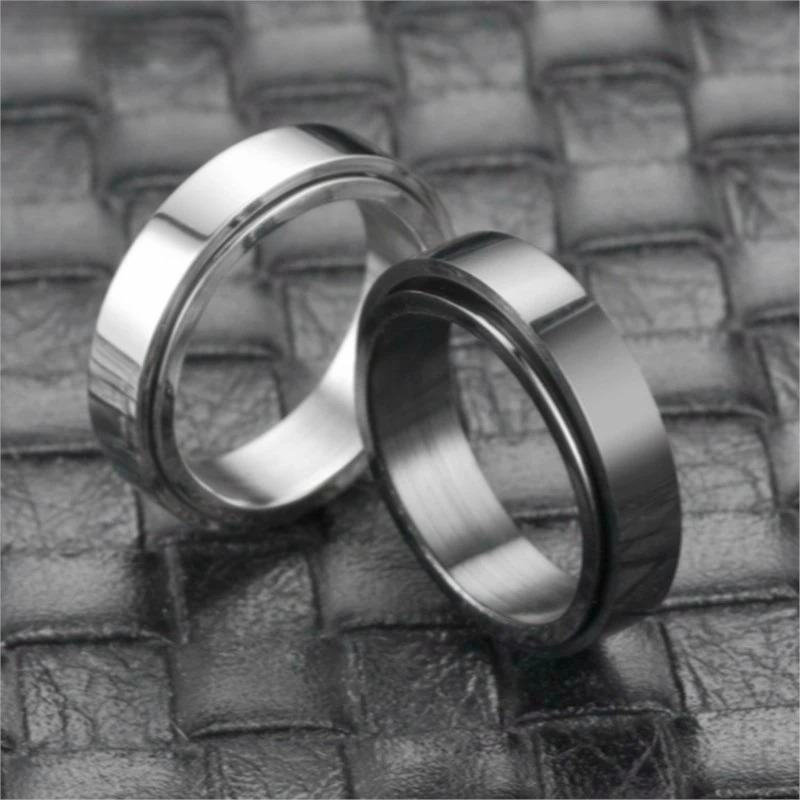 Ring Band For Women Anti-Stress Spinning Silver