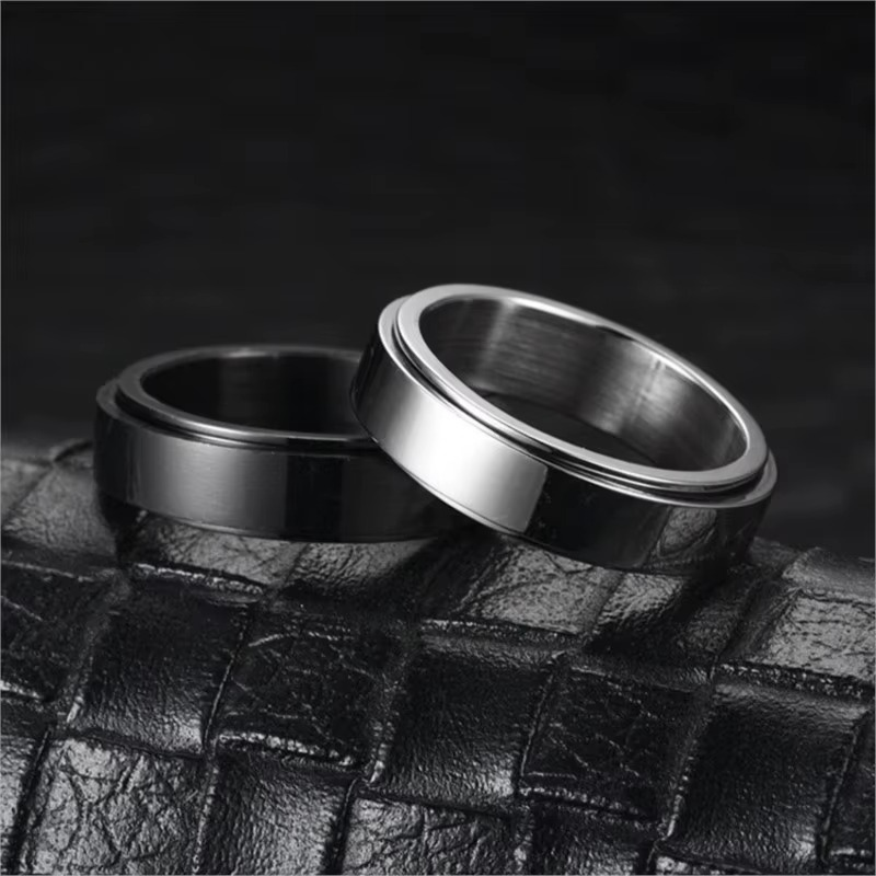 Ring Band For Women Anti-Stress Spinning Black