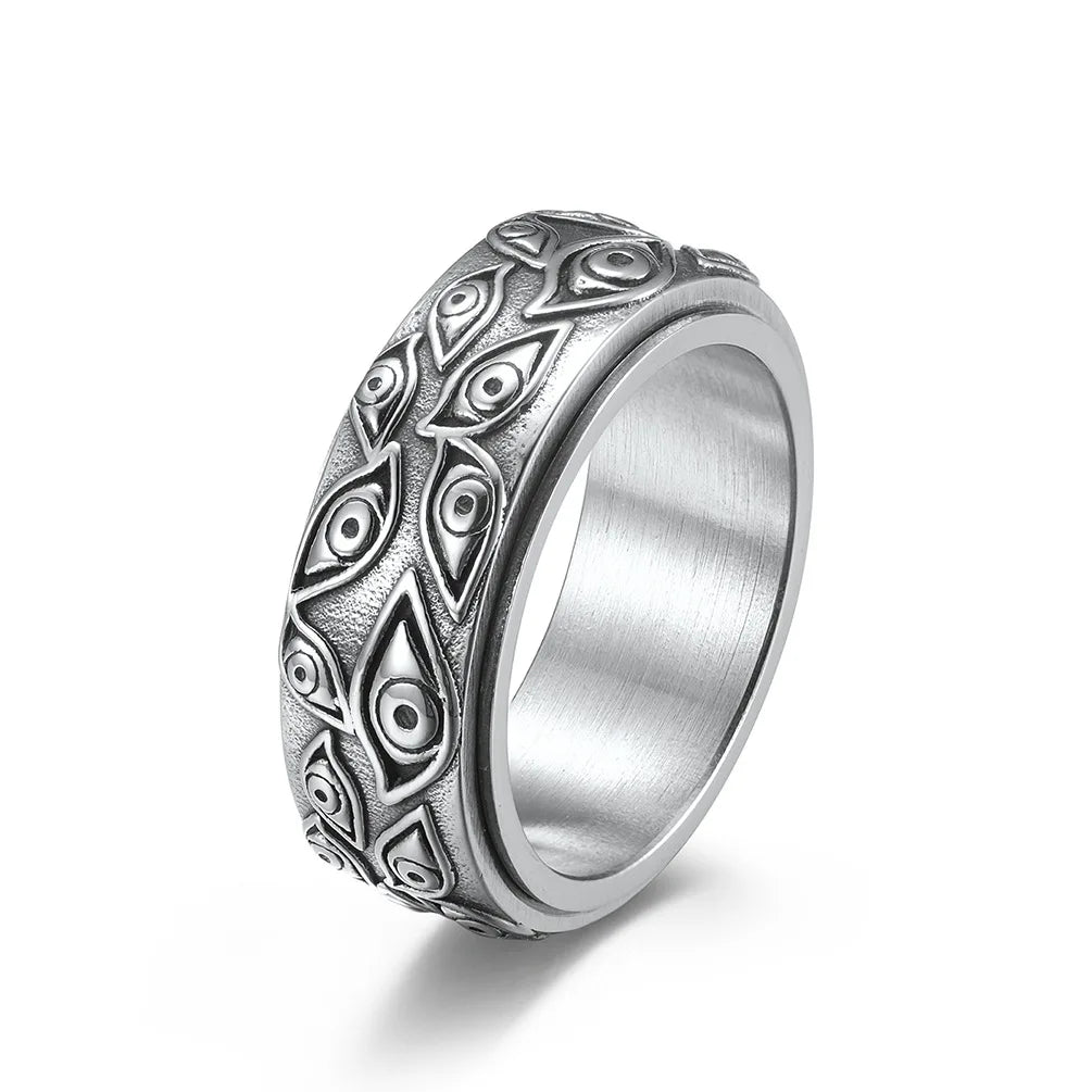 Anti-Stress Rotating Eye Ring Silver
