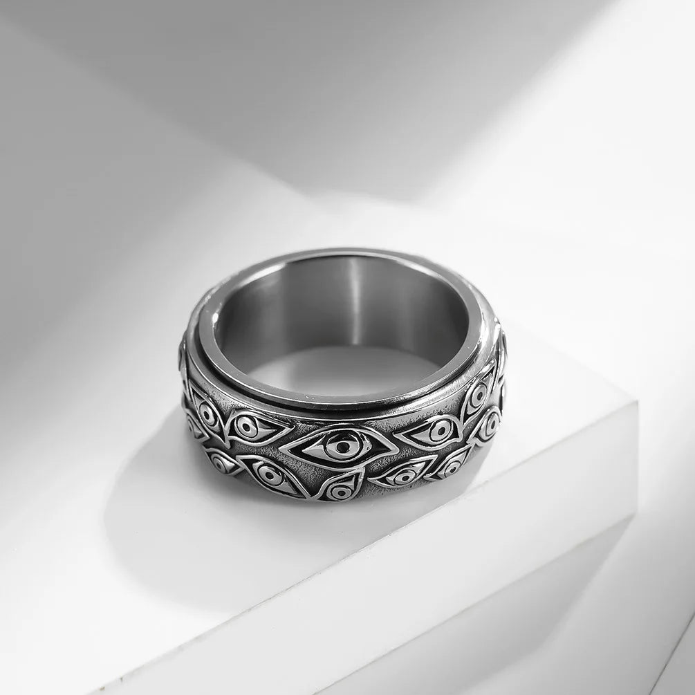 Anti-Stress Rotating Eye Ring Silver