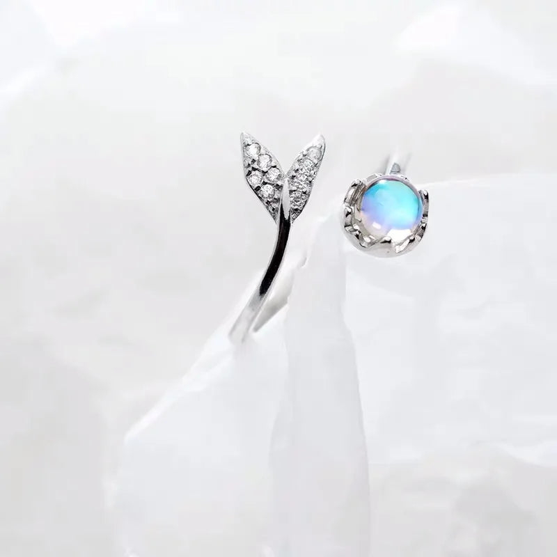 Bague Anneau Argenté Pierre de Lune
