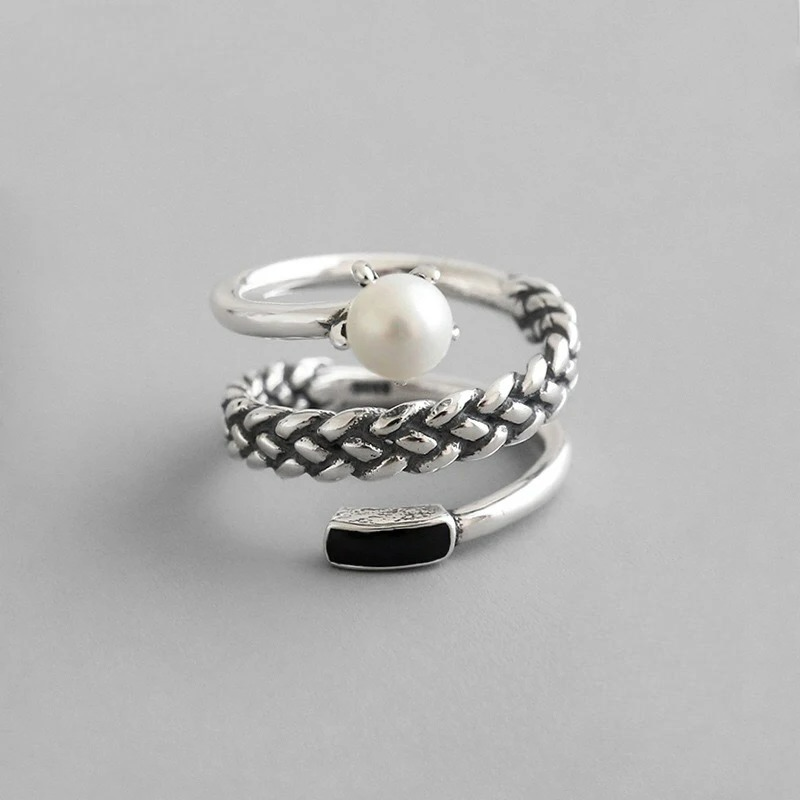 Silver-plated Ring Band with Pearl