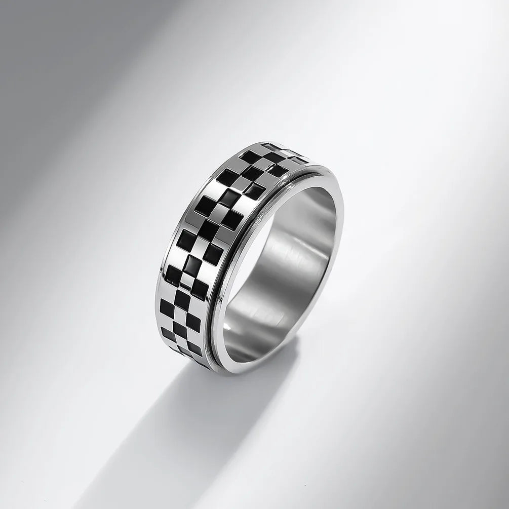 Ring Band with Black Squares Anti-Stress Spinner