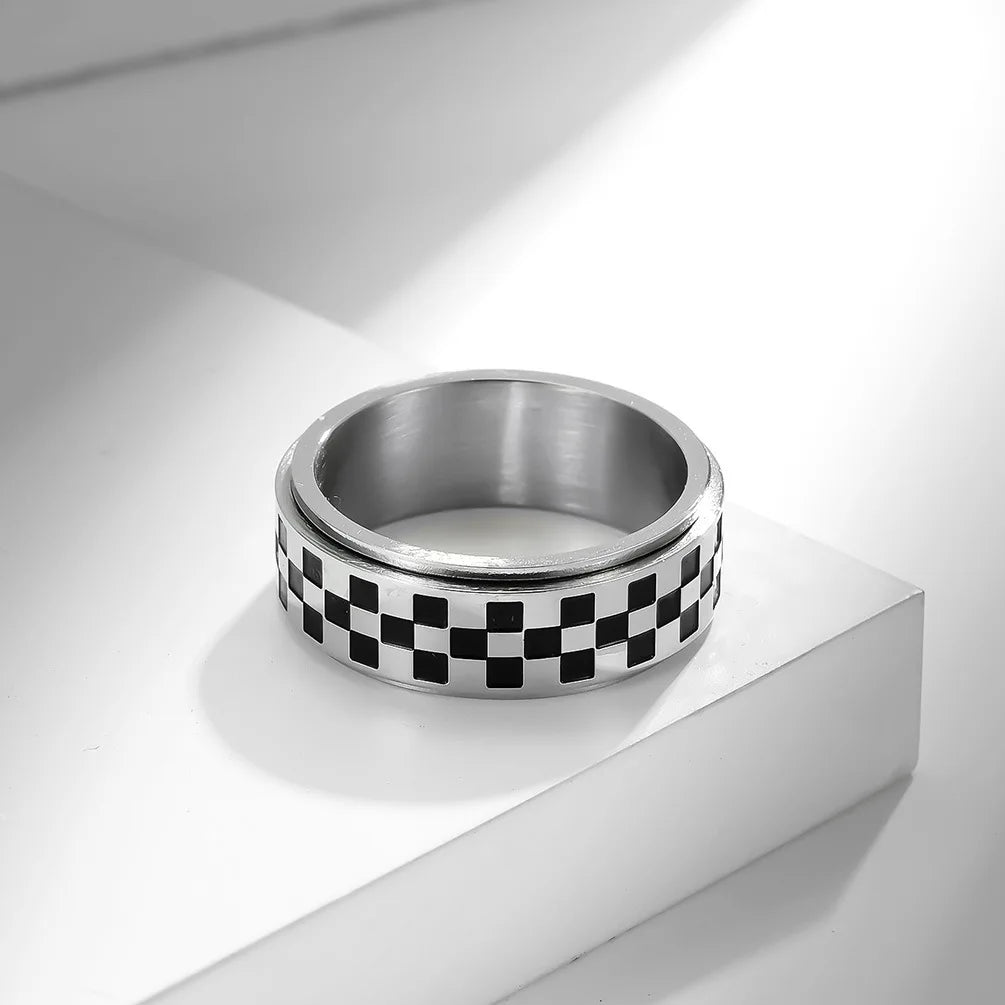 Ring Band with Black Squares Anti-Stress Spinner