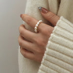 Ring Band with White Pearls