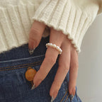 Ring Band with White Pearls