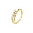 Ring Band with White Pearls and Rhinestones