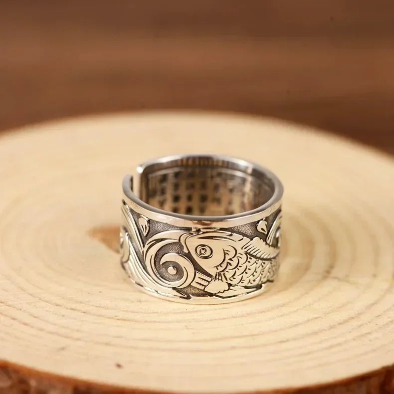 Ring Band with Ethnic Style Fish
