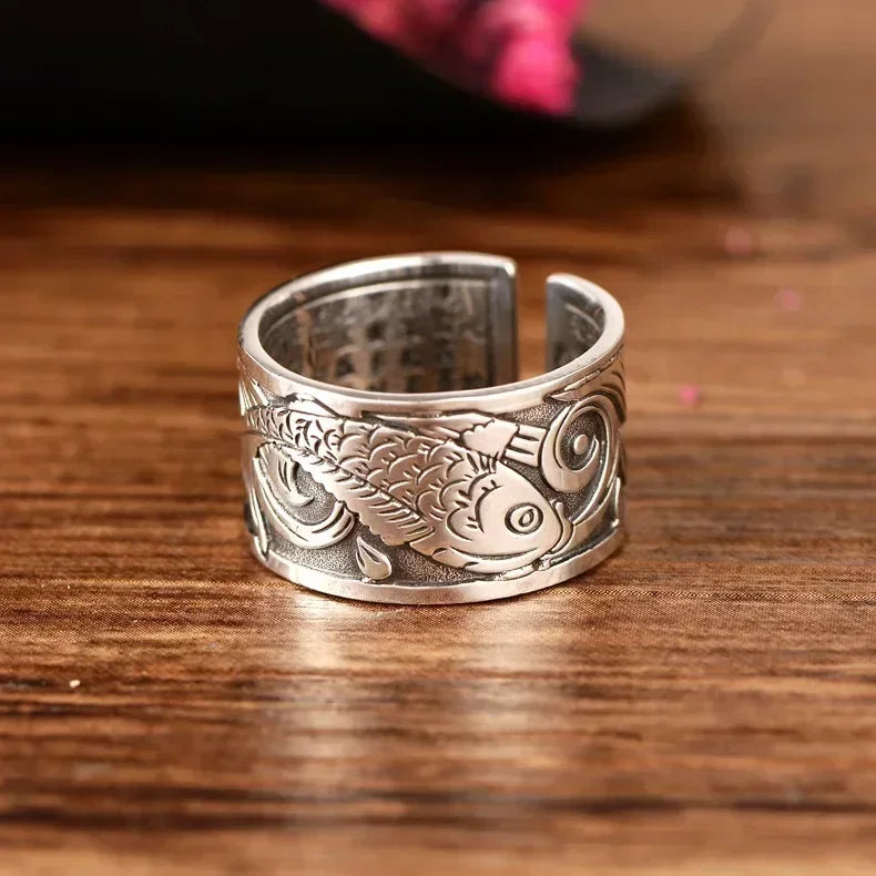 Ring Band with Ethnic Style Fish