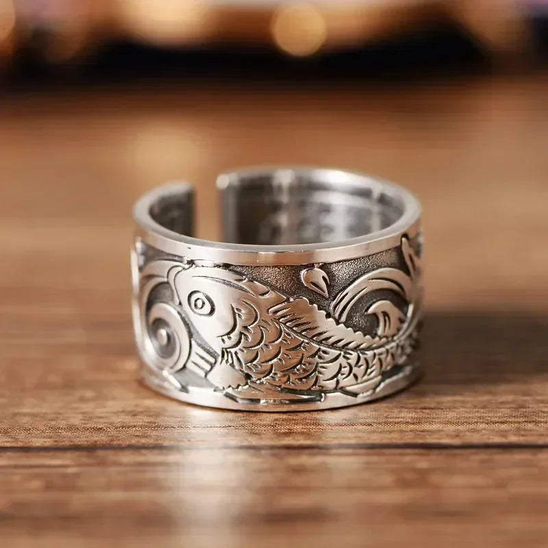 Ring Band with Ethnic Style Fish