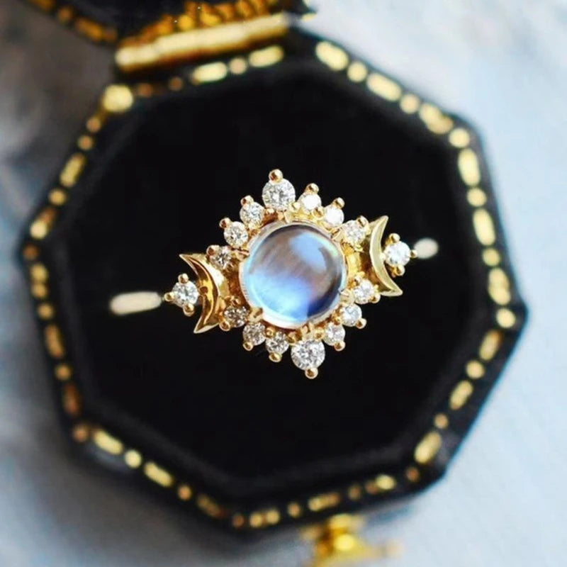 Bague Anneau avec Strass Pierre de Lune