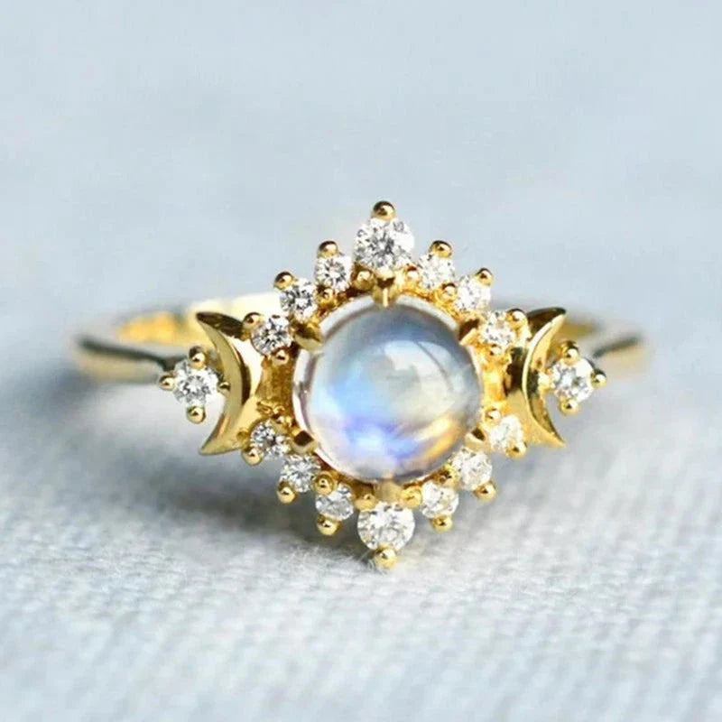 Ring Band with Moonstone Rhinestones