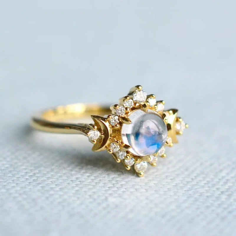 Bague Anneau avec Strass Pierre de Lune