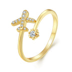 Real Silver Airplane Ring Band for Women gold