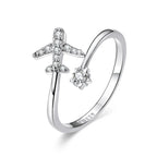 Real Silver Airplane Ring Band for Women silver