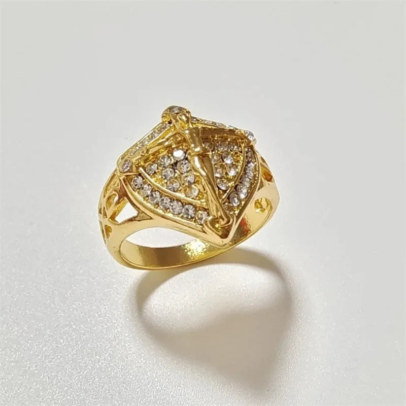 Bague Anneau Jésus Chrétien avec Strass