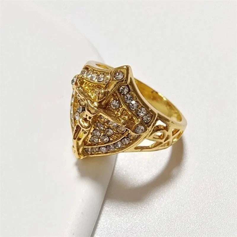 Bague Anneau Jésus Chrétien avec Strass