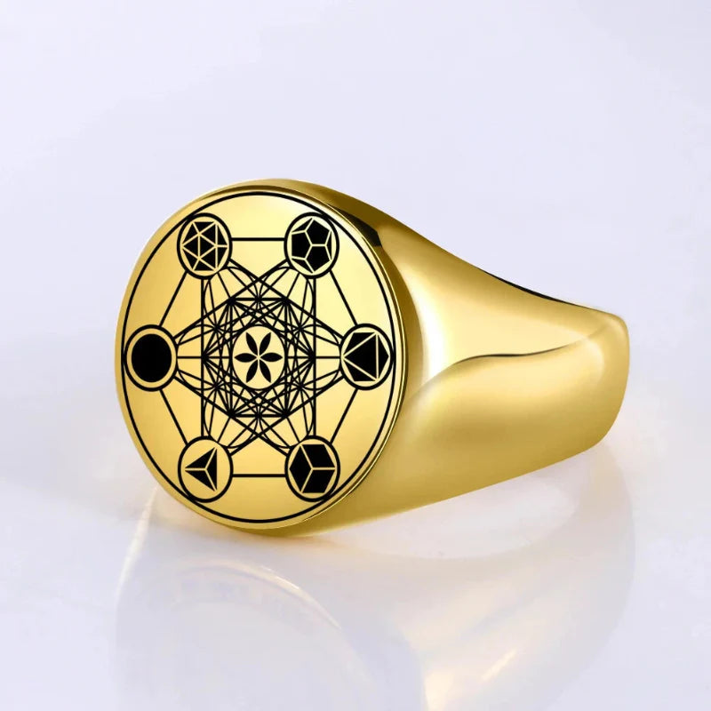Metatron Cube Ring gold a