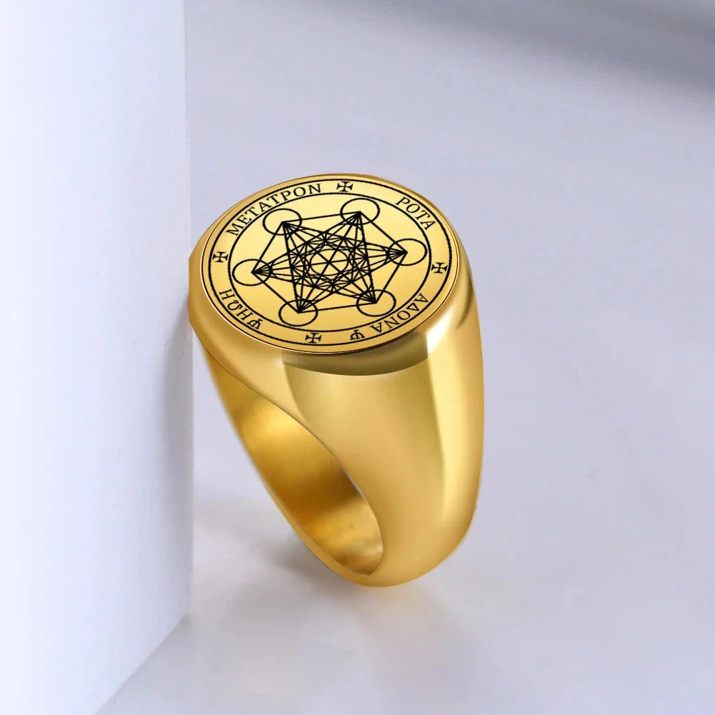 Metatron Cube Ring gold b