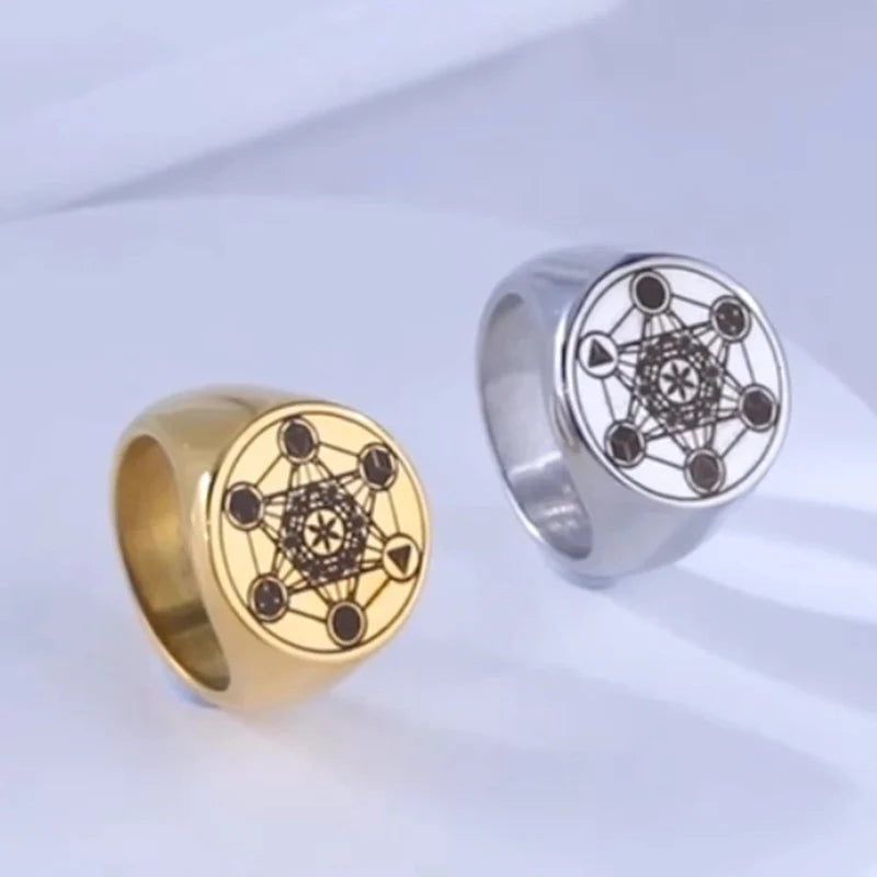 Metatron Cube Ring gold a