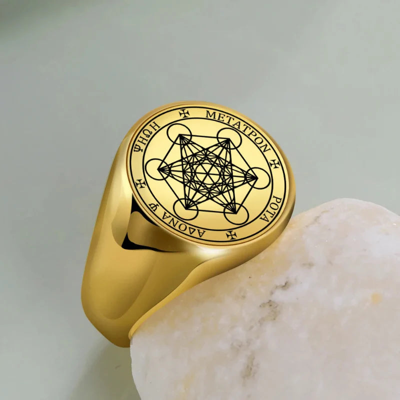 Metatron Cube Ring gold b