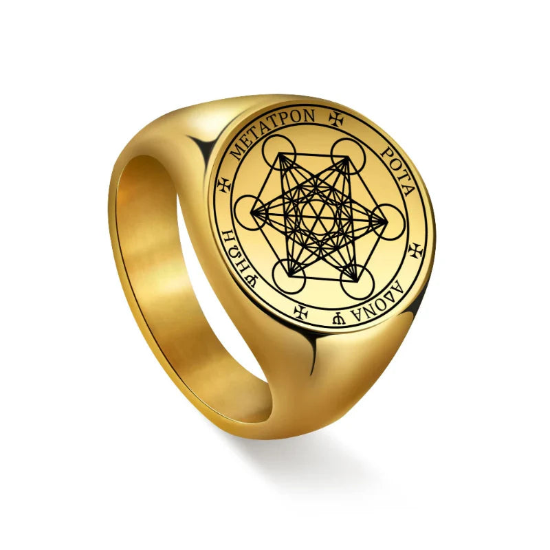 Metatron Cube Ring gold b