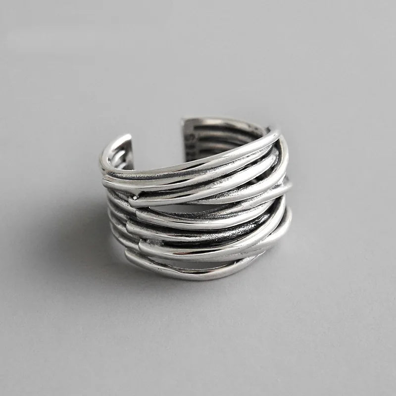 Women's Ring Band Ethnic Style silver