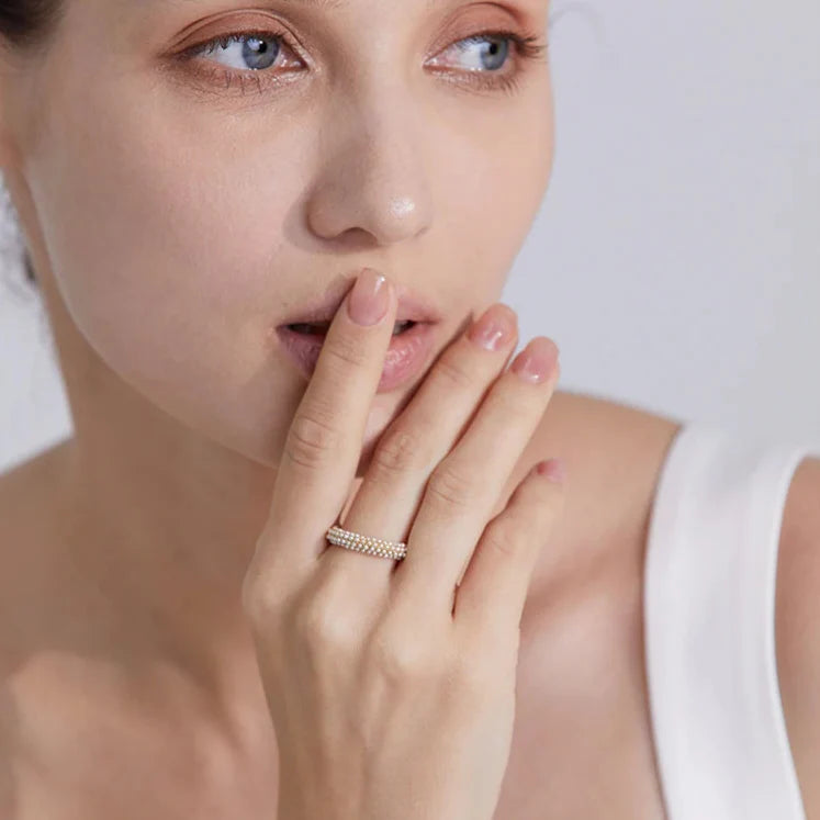 Elegant Style Ring Band with Pearls