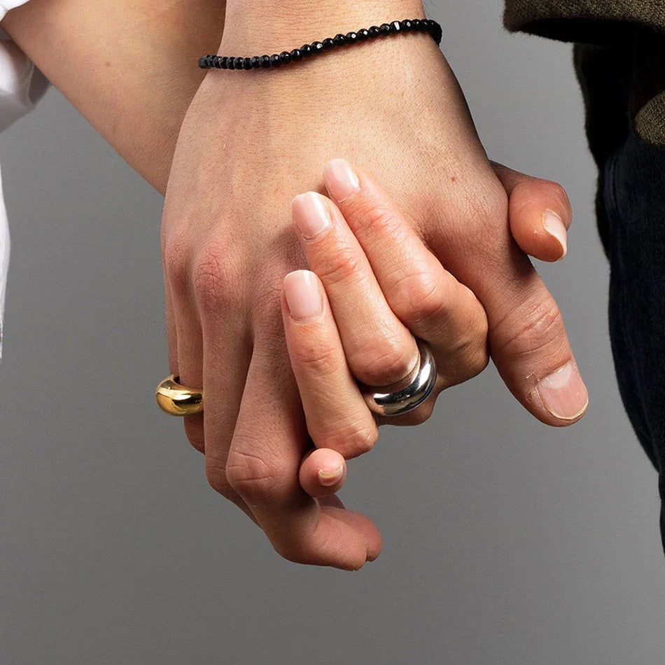 Elegant Wide Band Ring Water Drop silver