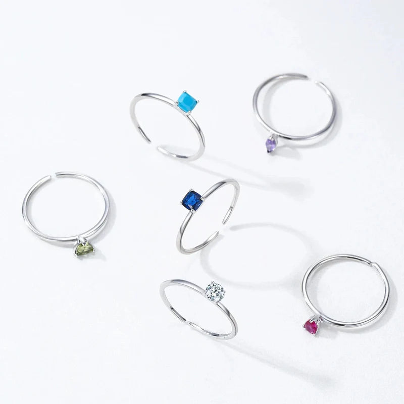 Colored Zircon Birthstone Ring Band