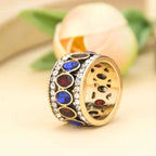 Ethnic Ring Band in Blue and Red Oriental Style
